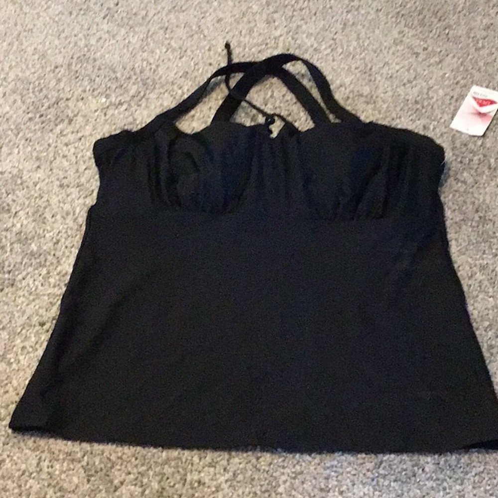New Land’s End women’s black swim top, adjustable straps